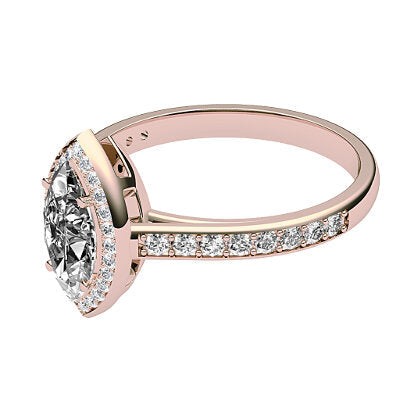 Trionfo Marquise Solitaire halo Half diamond band 4 Prongs