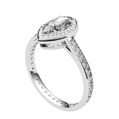 Trionfo Marquise Solitaire halo Full diamond band 4 Prongs