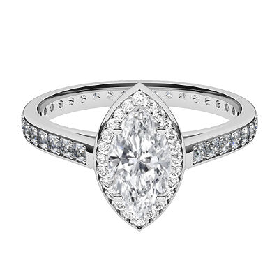 Trionfo Marquise Solitaire halo Full diamond band 4 Prongs