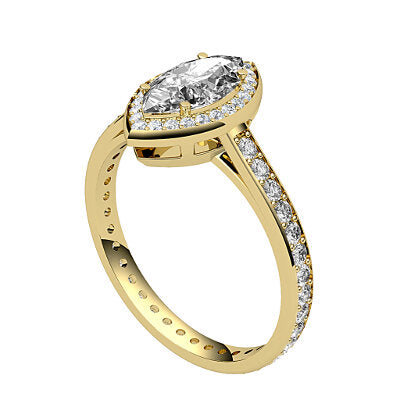 Trionfo Marquise Solitaire halo Full diamond band 4 Prongs