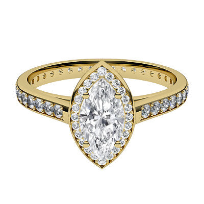 Trionfo Marquise Solitaire halo Full diamond band 4 Prongs