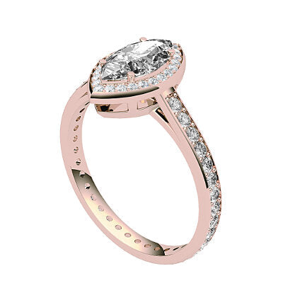 Trionfo Marquise Solitaire halo Full diamond band 4 Prongs