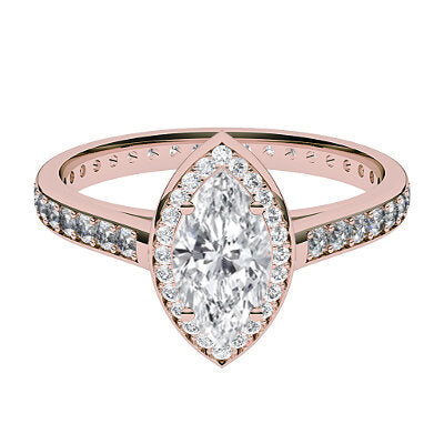 Trionfo Marquise Solitaire halo Full diamond band 4 Prongs