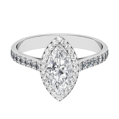 Vittoria Marquise Solitaire halo Half diamond band 4 Prongs