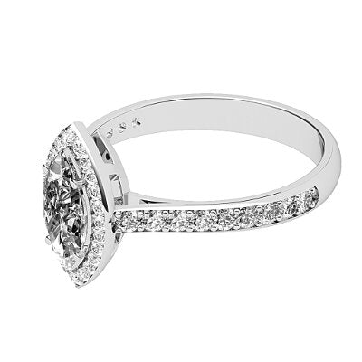 Vittoria Marquise Solitaire halo Half diamond band 4 Prongs