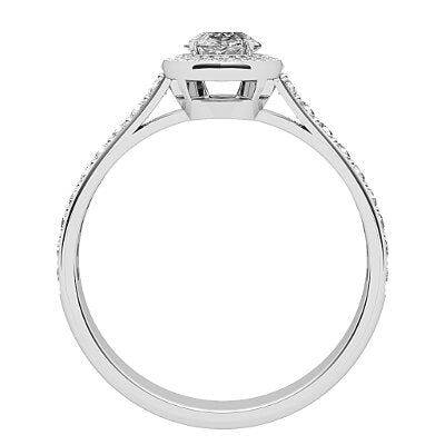 Vittoria Marquise Solitaire halo Half diamond band 4 Prongs