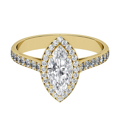 Vittoria Marquise Solitaire halo Half diamond band 4 Prongs