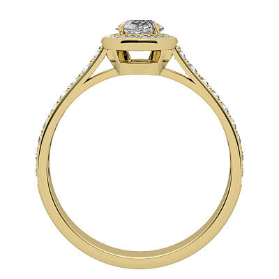 Vittoria Marquise Solitaire halo Half diamond band 4 Prongs