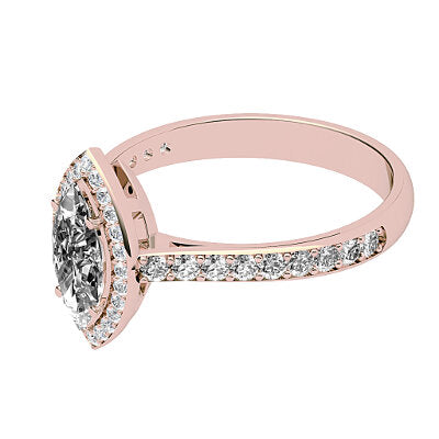Vittoria Marquise Solitaire halo Half diamond band 4 Prongs