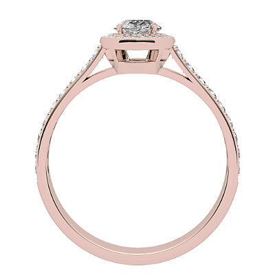 Vittoria Marquise Solitaire halo Half diamond band 4 Prongs