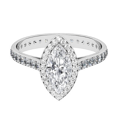 Vittoria Marquise Solitaire halo Full diamond band 4 Prongs