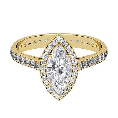 Vittoria Marquise Solitaire halo Full diamond band 4 Prongs