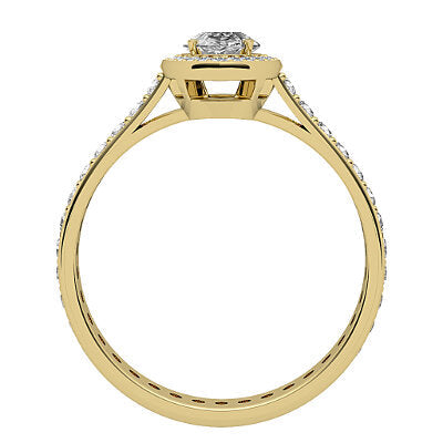 Vittoria Marquise Solitaire halo Full diamond band 4 Prongs