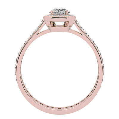 Vittoria Marquise Solitaire halo Full diamond band 4 Prongs