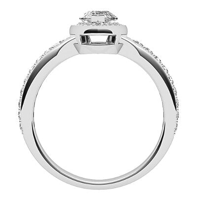 Simple Flat Marquise Solitaire halo Half diamond band 2 Prongs
