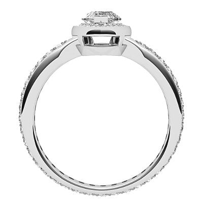 Simple Flat Marquise Solitaire halo Full diamond band 2 Prongs