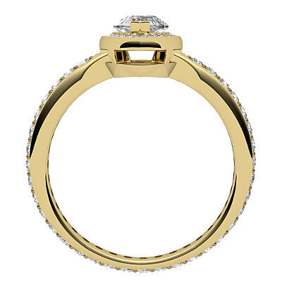 Simple Flat Marquise Solitaire halo Full diamond band 2 Prongs