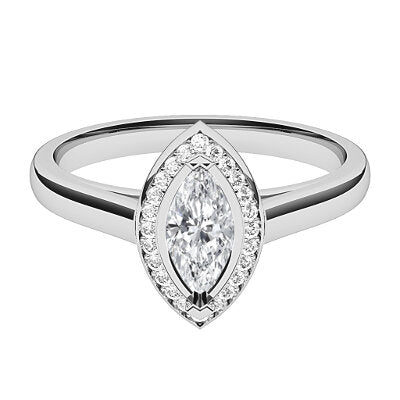 Trionfo Marquise Solitaire halo Classic band 2 Prongs