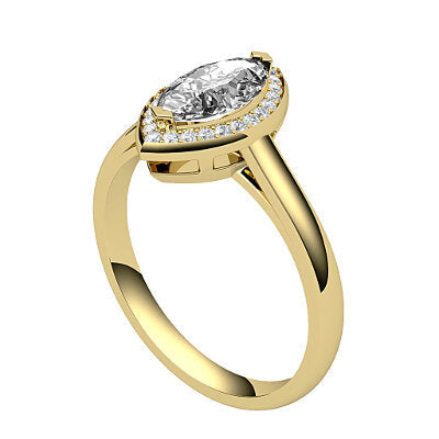 Trionfo Marquise Solitaire halo Classic band 2 Prongs