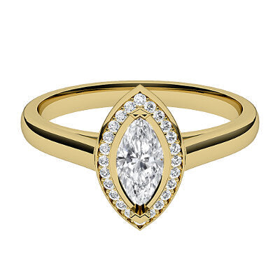 Trionfo Marquise Solitaire halo Classic band 2 Prongs