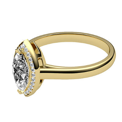 Trionfo Marquise Solitaire halo Classic band 2 Prongs