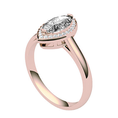 Trionfo Marquise Solitaire halo Classic band 2 Prongs