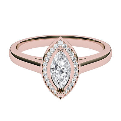 Trionfo Marquise Solitaire halo Classic band 2 Prongs