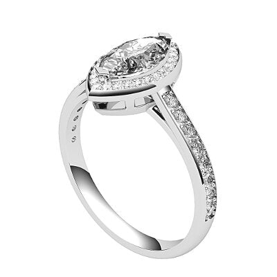 Trionfo Marquise Solitaire halo Half diamond band 2 Prongs