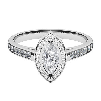 Trionfo Marquise Solitaire halo Half diamond band 2 Prongs