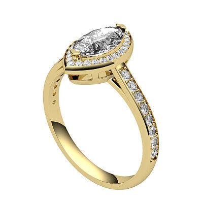 Trionfo Marquise Solitaire halo Half diamond band 2 Prongs
