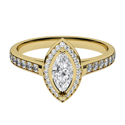 Trionfo Marquise Solitaire halo Half diamond band 2 Prongs