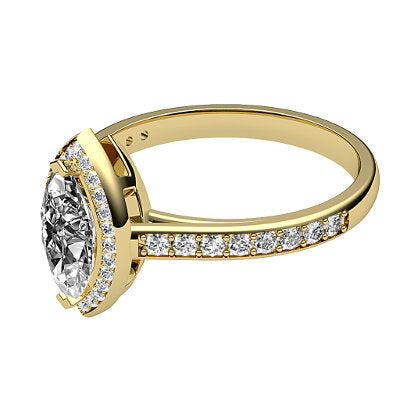 Trionfo Marquise Solitaire halo Half diamond band 2 Prongs