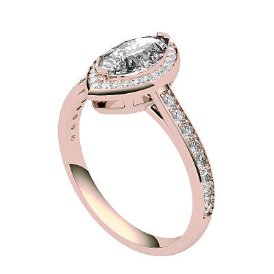 Trionfo Marquise Solitaire halo Half diamond band 2 Prongs