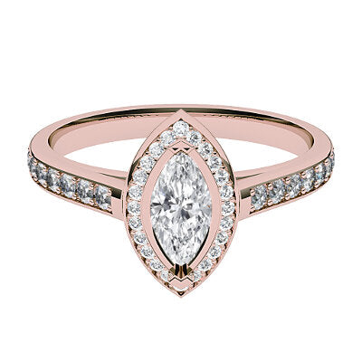 Trionfo Marquise Solitaire halo Half diamond band 2 Prongs