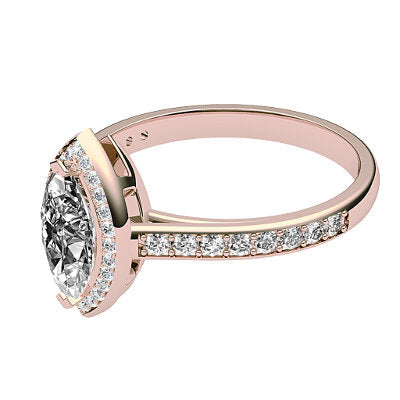 Trionfo Marquise Solitaire halo Half diamond band 2 Prongs