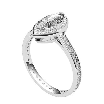 Trionfo Marquise Solitaire halo Full diamond band 2 Prongs