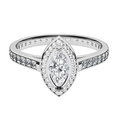 Trionfo Marquise Solitaire halo Full diamond band 2 Prongs