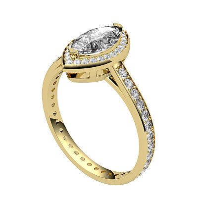 Trionfo Marquise Solitaire halo Full diamond band 2 Prongs