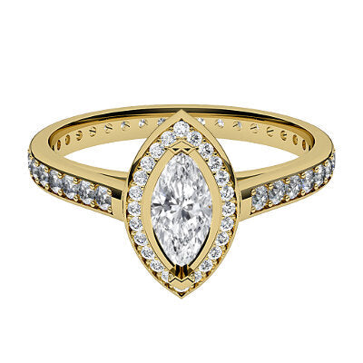 Trionfo Marquise Solitaire halo Full diamond band 2 Prongs