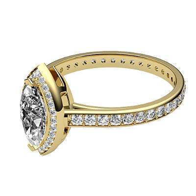 Trionfo Marquise Solitaire halo Full diamond band 2 Prongs