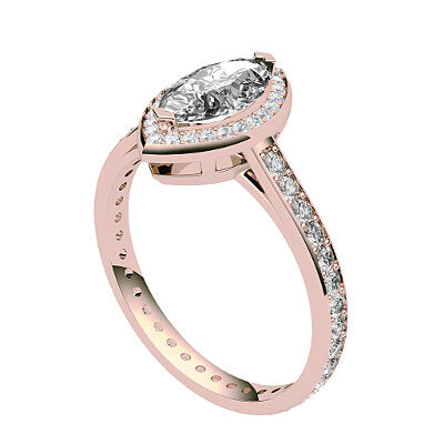 Trionfo Marquise Solitaire halo Full diamond band 2 Prongs