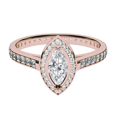 Trionfo Marquise Solitaire halo Full diamond band 2 Prongs