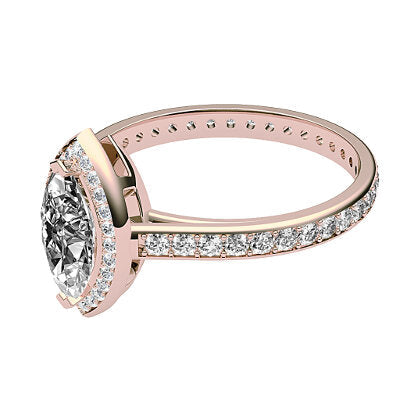 Trionfo Marquise Solitaire halo Full diamond band 2 Prongs
