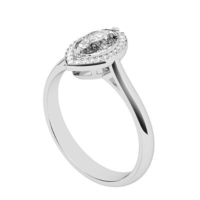 Vittoria Marquise Solitaire halo Classic band 2 Prongs