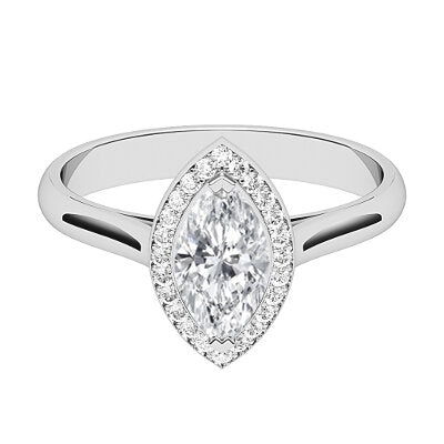 Vittoria Marquise Solitaire halo Classic band 2 Prongs