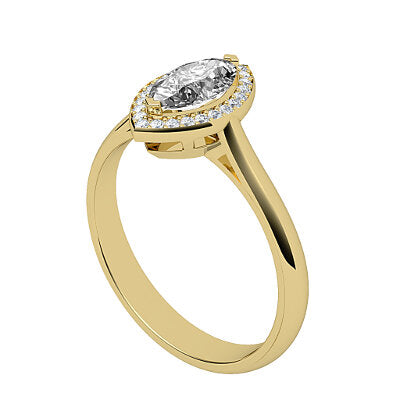 Vittoria Marquise Solitaire halo Classic band 2 Prongs