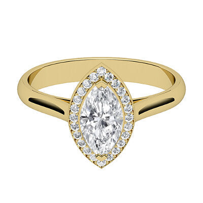 Vittoria Marquise Solitaire halo Classic band 2 Prongs