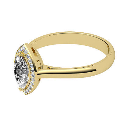 Vittoria Marquise Solitaire halo Classic band 2 Prongs