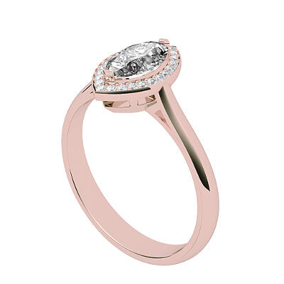 Vittoria Marquise Solitaire halo Classic band 2 Prongs