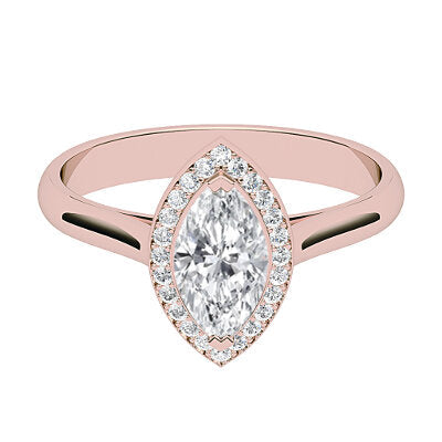 Vittoria Marquise Solitaire halo Classic band 2 Prongs